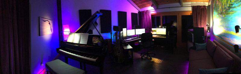 Alex's studio at night.